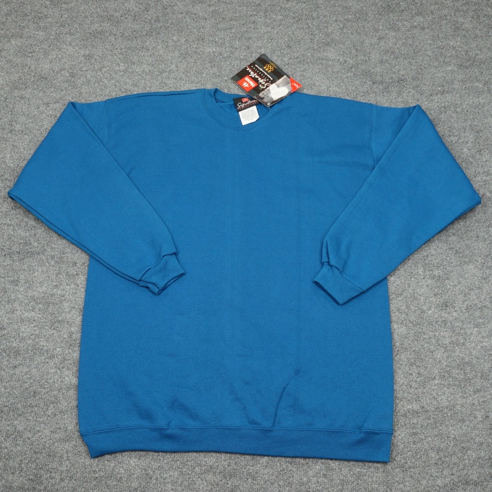 Vintage Hanes Sweatshirt Men XL Pacific Blue Blank 90s Signature Heavyweight